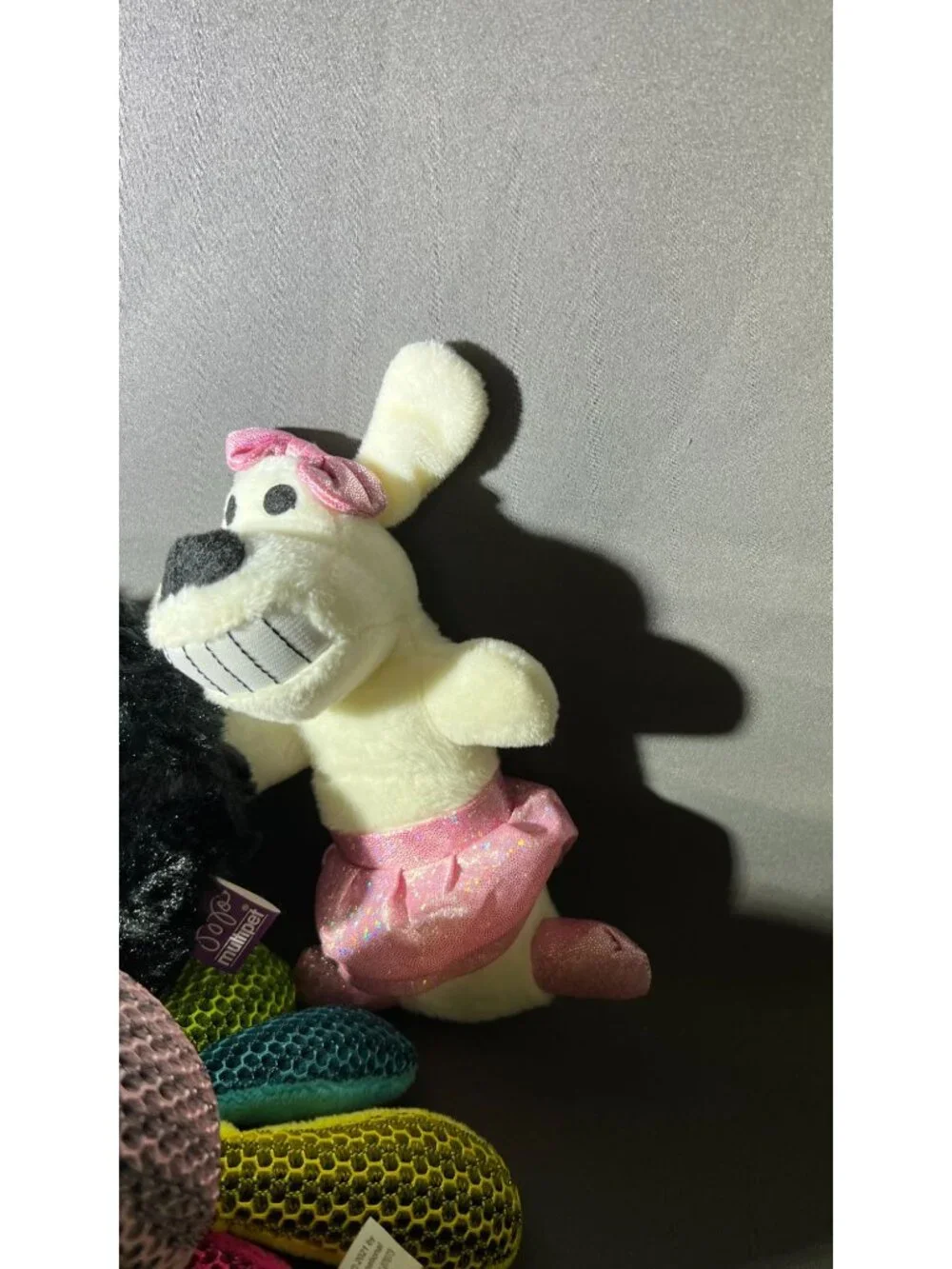 Set Of 3 Multipet Plush Dog Toys: Cat Rabbit Octopus Durable & Fun